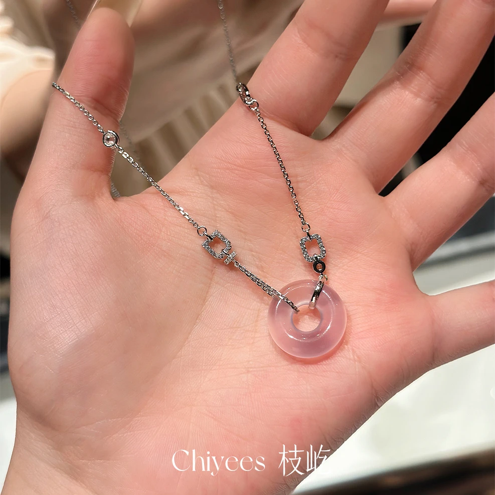 坠链均925银 【紫环圆光】CHIYEES 新中式冰透紫隨隨甜甜圈吊坠项链