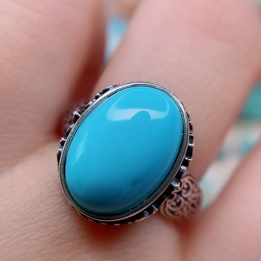 绿松石戒指银S925镶嵌