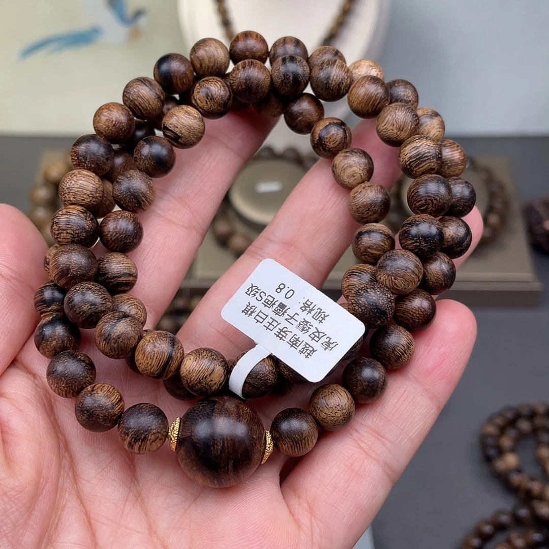沉香手串越南芽庄白棋虎皮瘿子瘤疤s