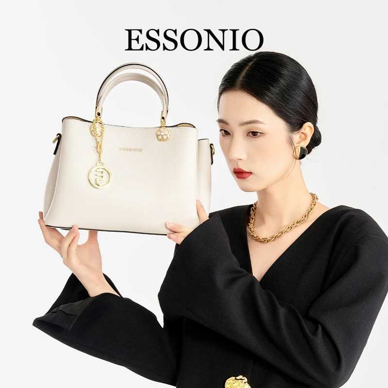 ESSONIO意大利品牌通勤风女款包包真皮单肩包手提斜挎女包