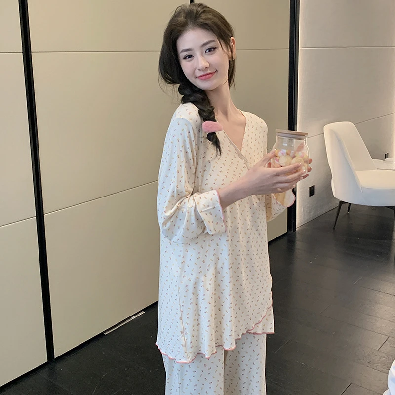 甜美孕妇睡衣2025夏季薄款莫代尔透气产后哺乳喂奶月子服4月份5月