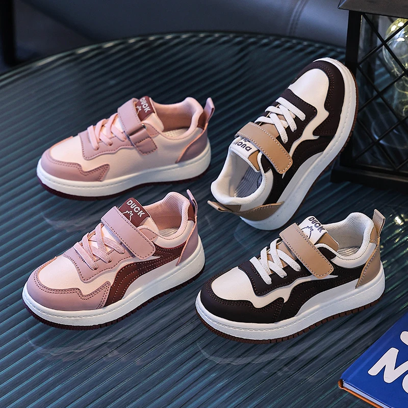 皮面童鞋女童鞋子2025春秋季新款儿童小白鞋大童学生运动板鞋女孩