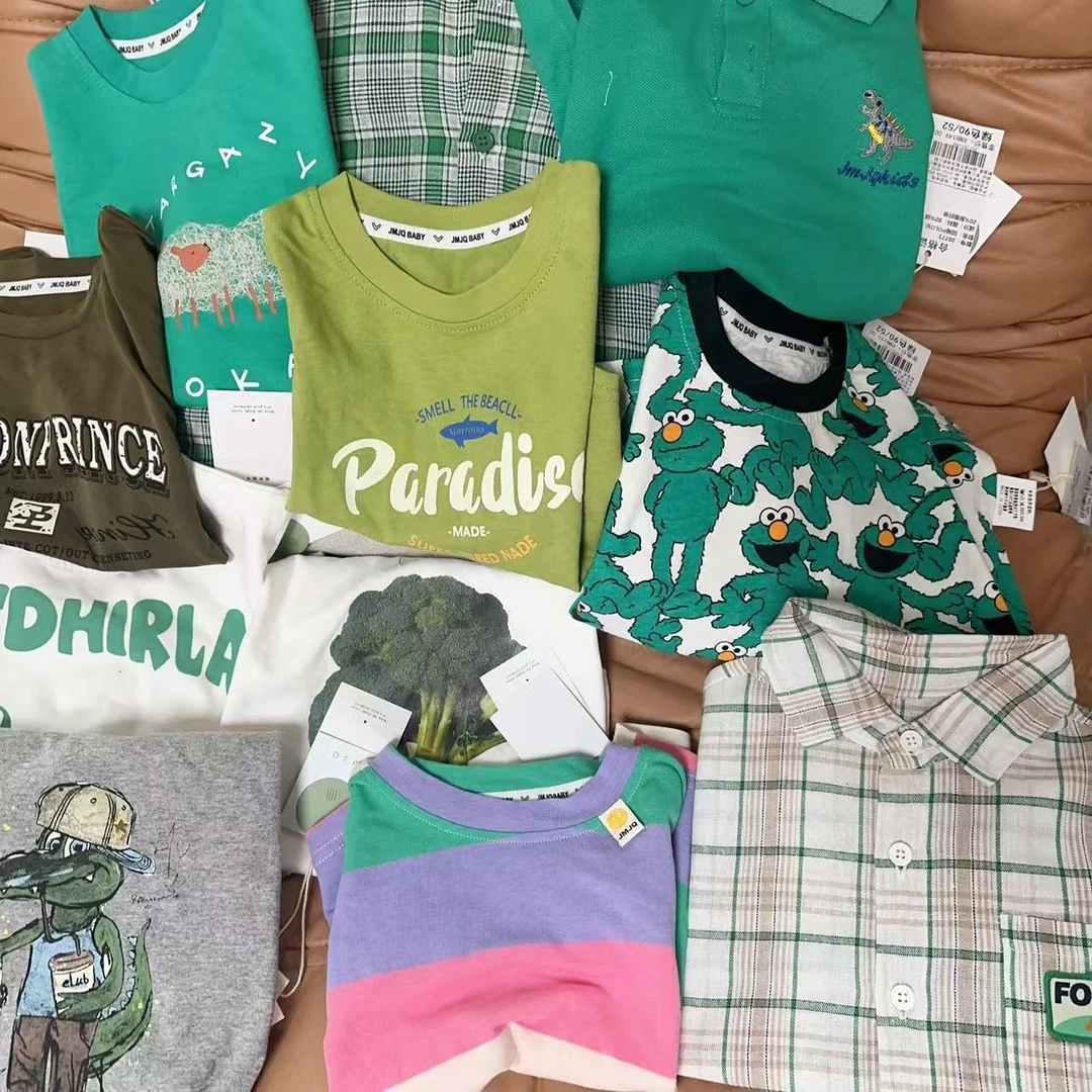 吉木吉千【绿色 开年福袋 A011】25年男女童夏季韩版上衣五件套系列