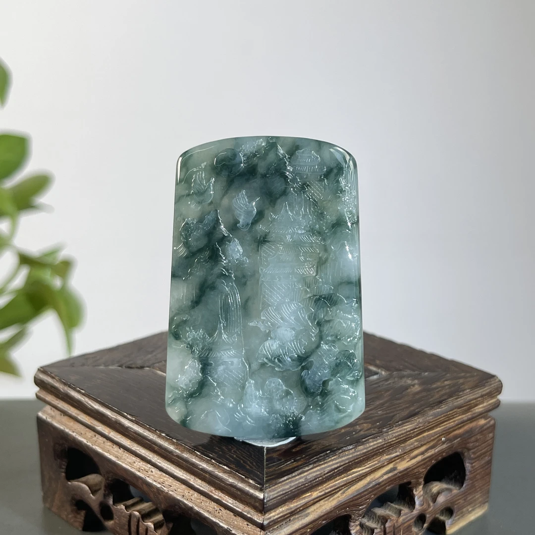 JCB21-113  天然缅甸A货翡翠  山水牌