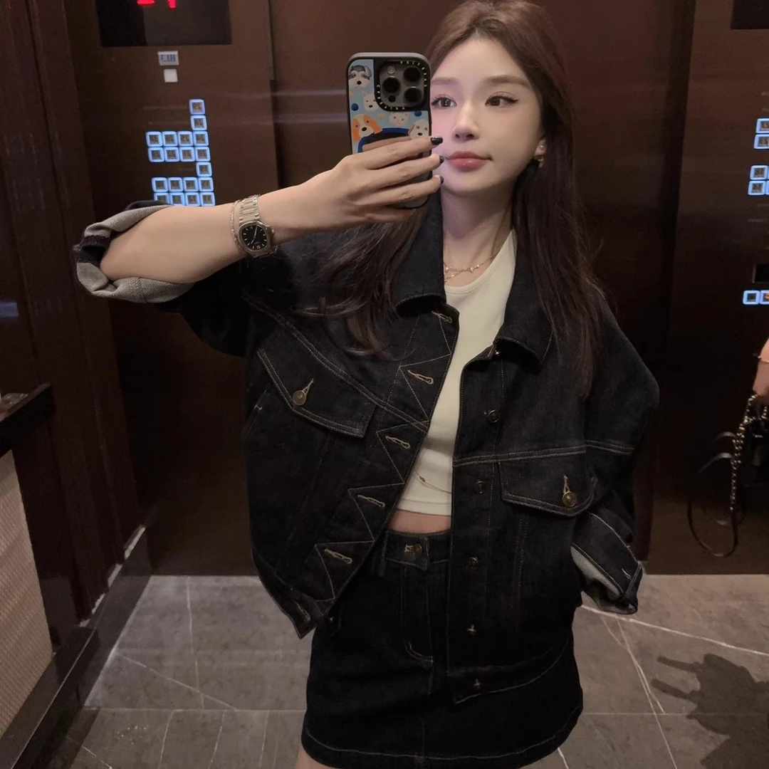 设计师獨家款"90s复古原牛蓝"老钱审美 活性染不褪色阔版牛仔套装