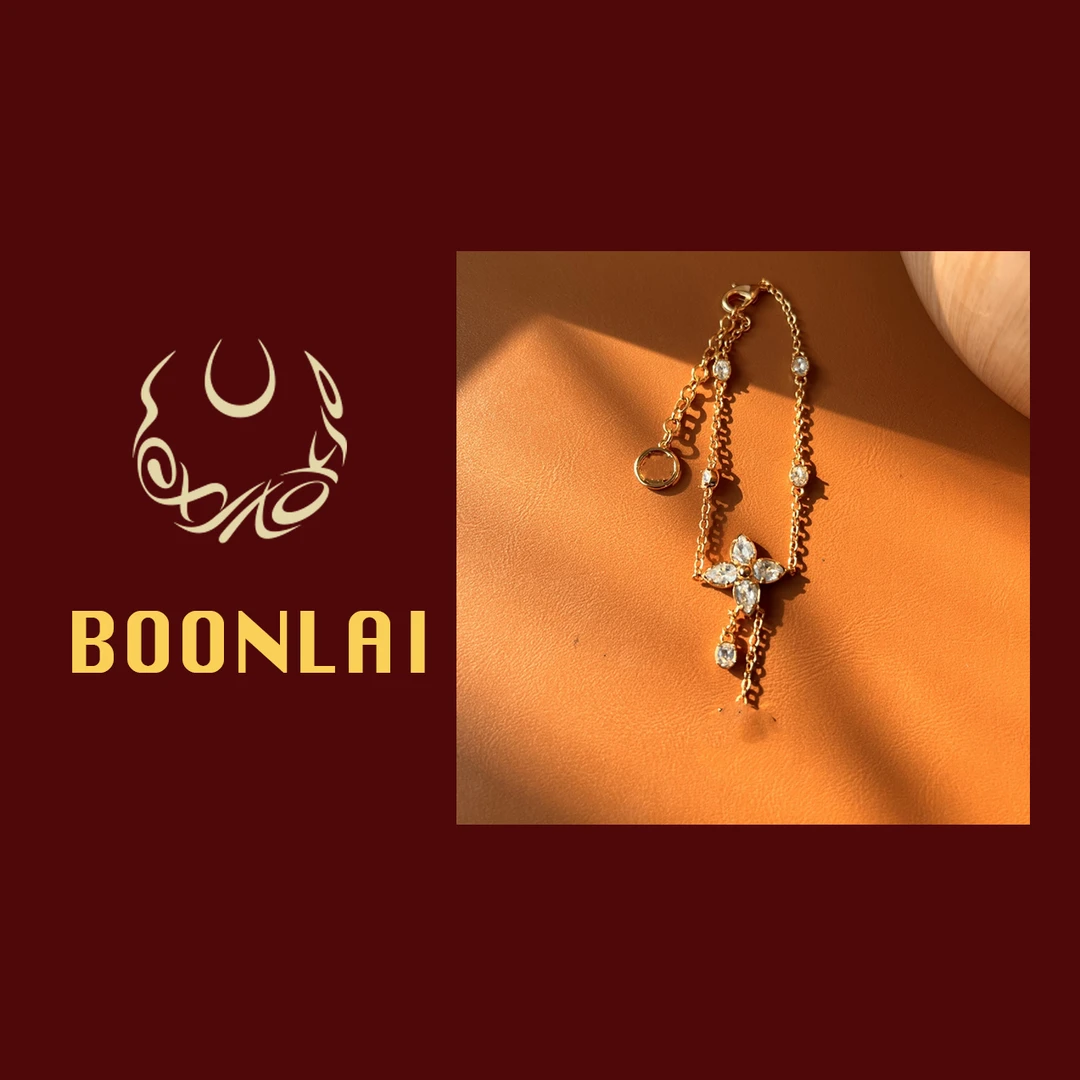 铜合金合成锆石手链 Boonlai  锆石十字花朵手链001