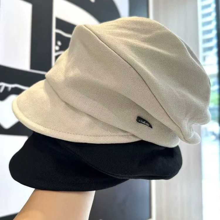 日系小众复古文艺褶皱云朵贝雷帽女夏川西旅游轻薄透气鸭舌帽防晒