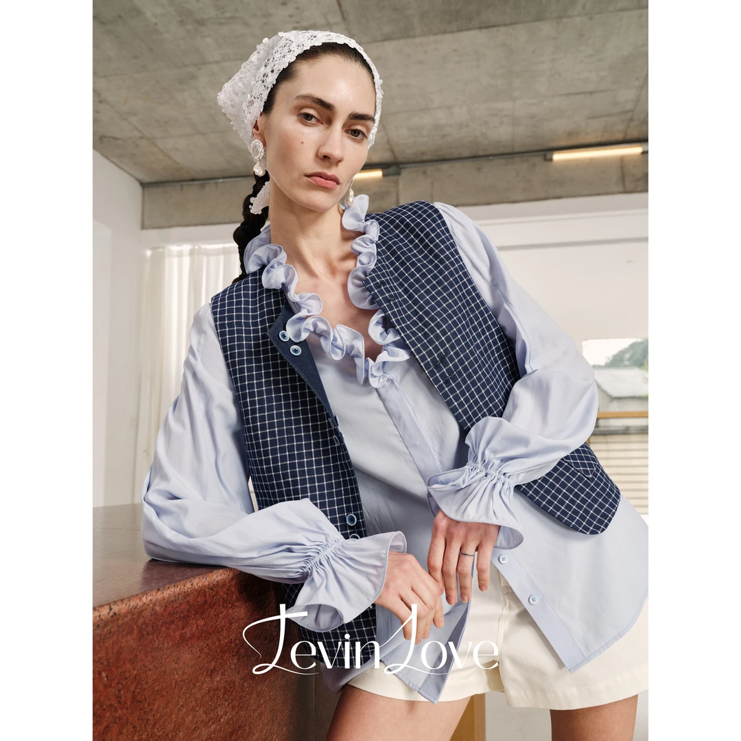 正反两穿格纹马甲 LEVIN LOVE设计师款A029QB5048