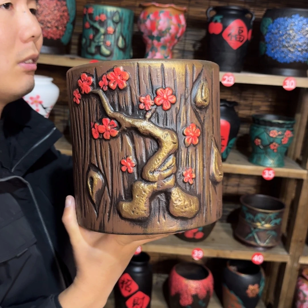 带孔高端浮雕花盆炸炸炸