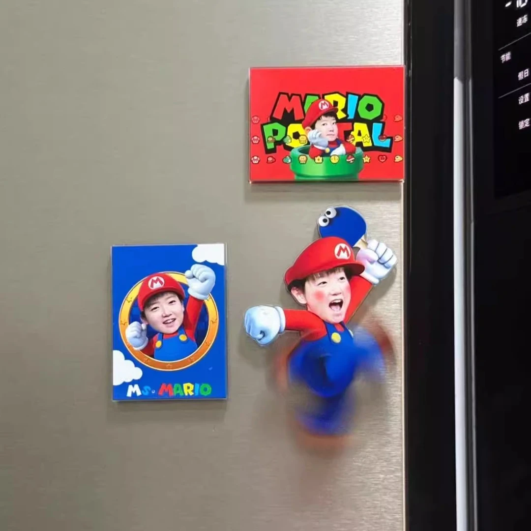 孙颖莎可爱可旋转亚克力磁吸冰箱贴马里奥莎莎装饰收藏纪念礼物