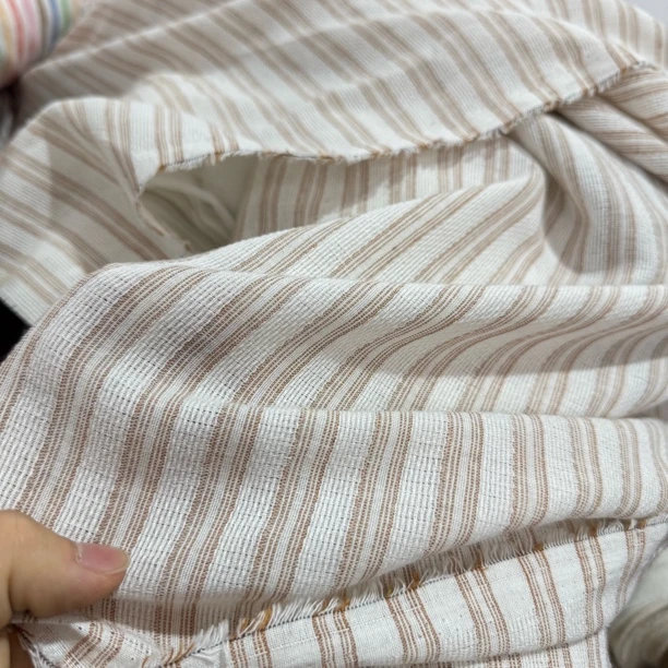 63 经典永不过时的色织条纹亚麻棉面料4米价 柔软透气不扎