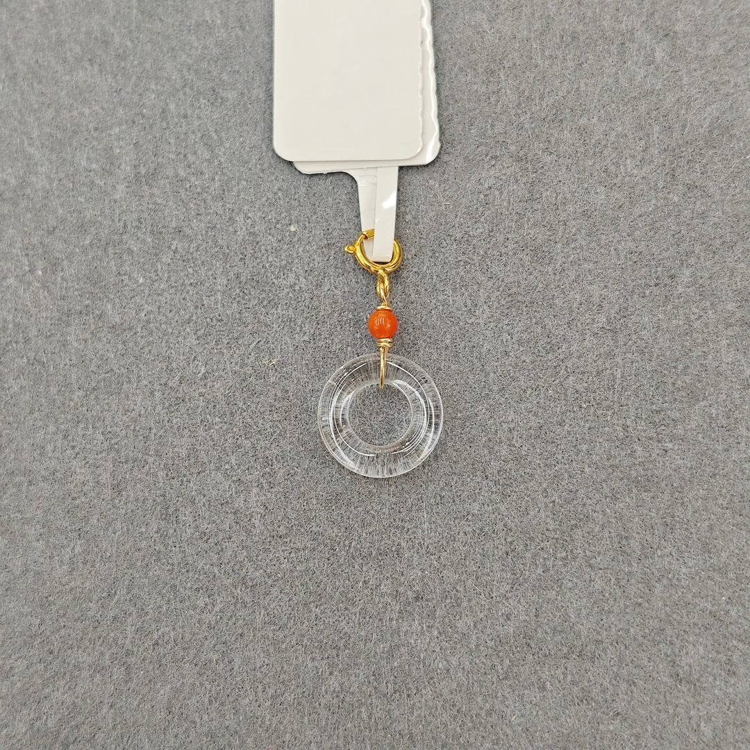 白水晶平安扣南红s925银吊坠0014