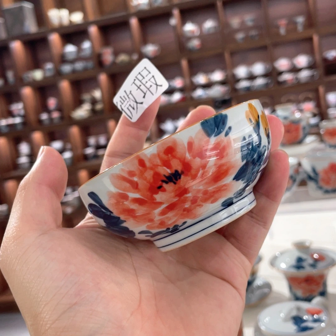 釉下手绘茶具微瑕