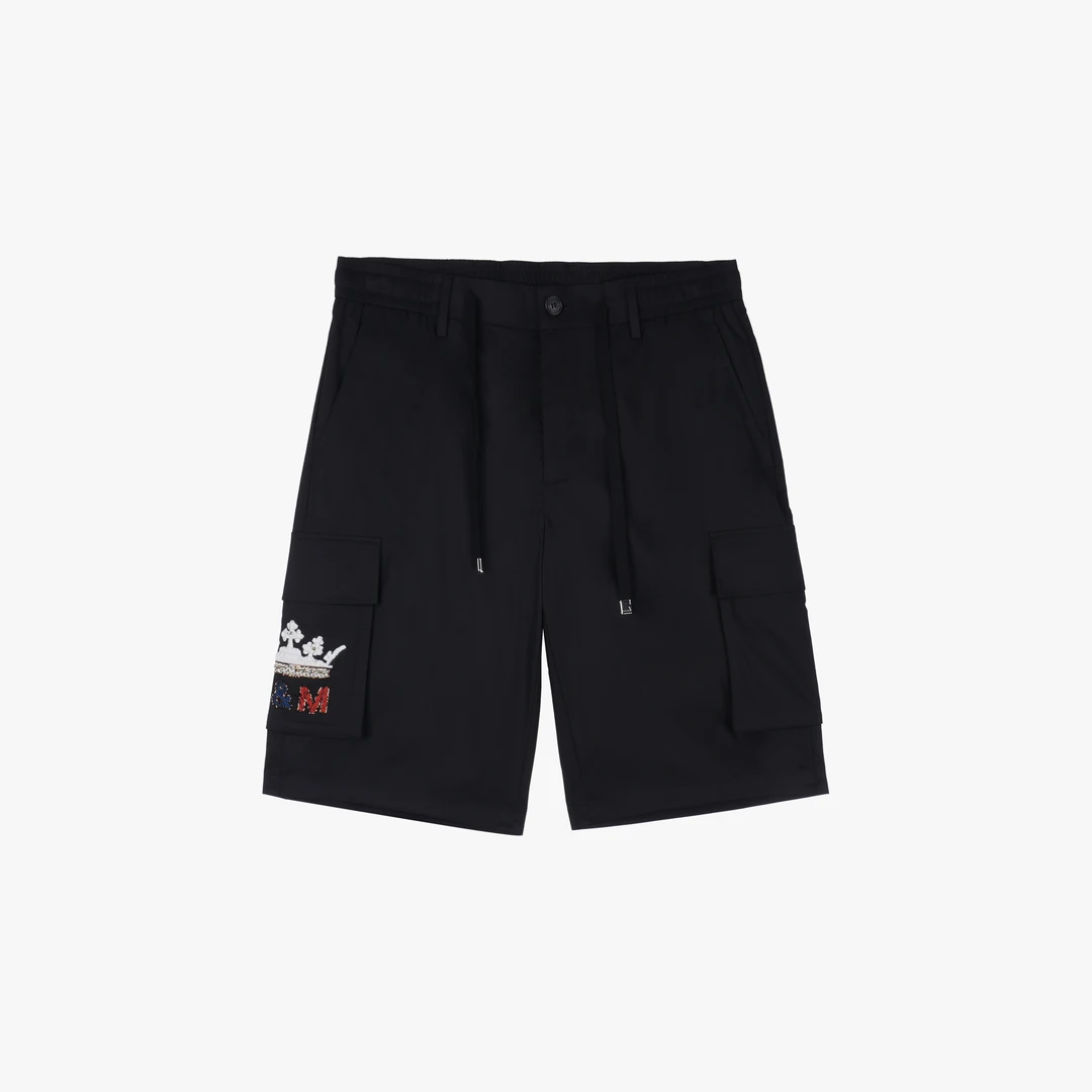 F&M夏季新款男士休闲印花刺绣运动抽绳百搭短裤