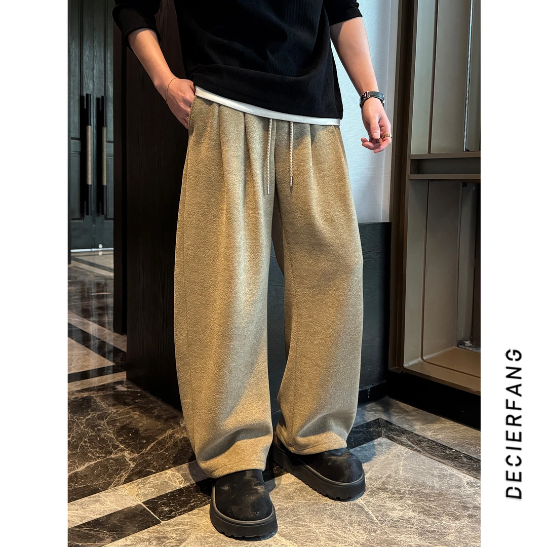 【桑蚕丝羊毛混纺】定制面料柔软加绒男士休闲裤卫裤