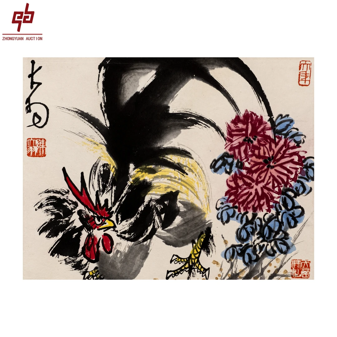 "lot4175 陈大羽 公鸡 镜片 35cm*45cm约1.4平尺"