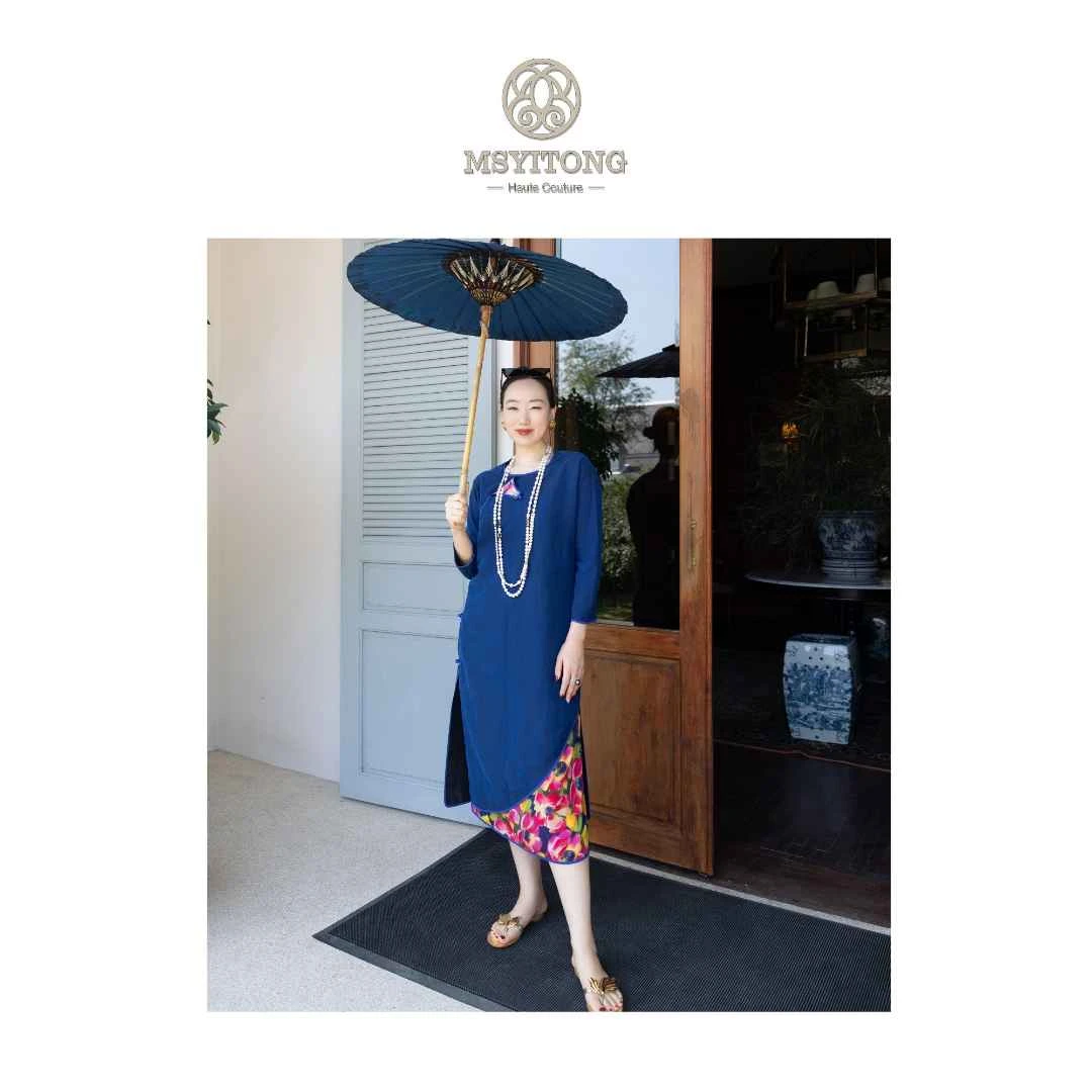 【MSYITONG高定】蓝色改良旗袍