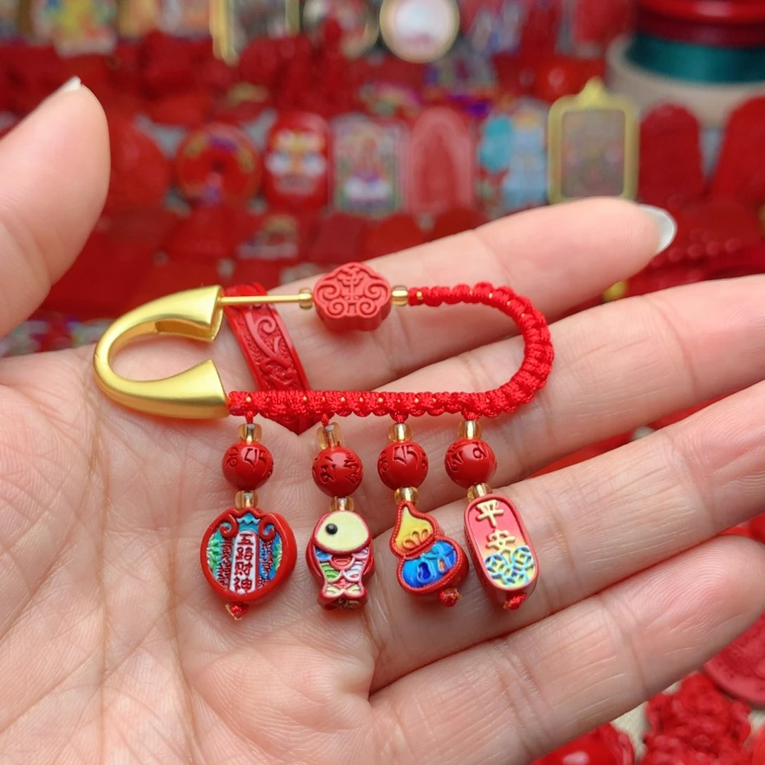 天然辰砂工艺品朱砂别针