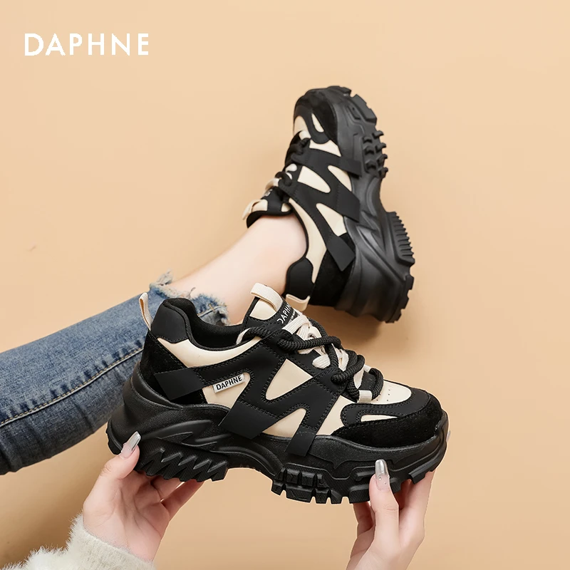 达芙妮厚底增高拼色老爹鞋2025秋季网红爆款百搭时尚女士休闲鞋L