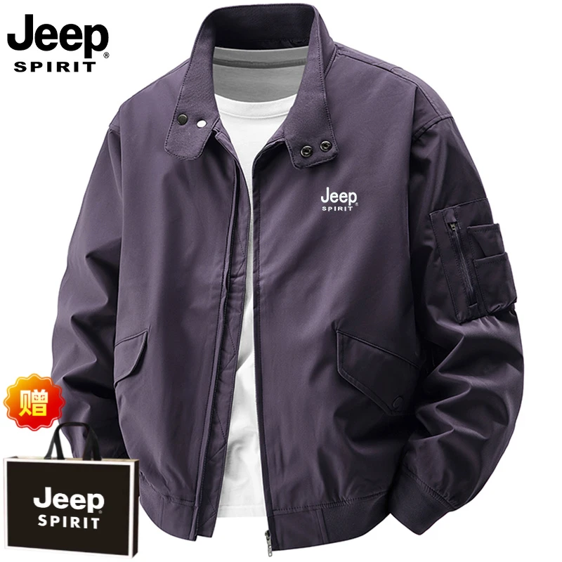 JEEPSPIRIT夹克工装宽松休闲时尚棒球领潮流帅气外套立领精致韩风