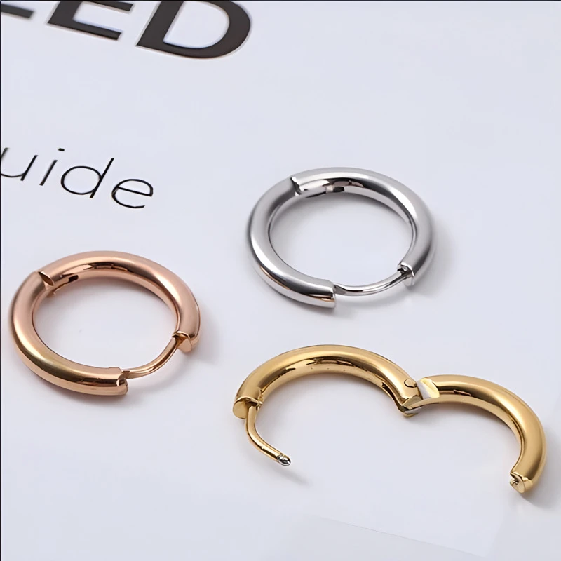 不锈钢耳饰 欧美热销ins风女士圆圈耳环几何型耳圈钛钢潮流线圈