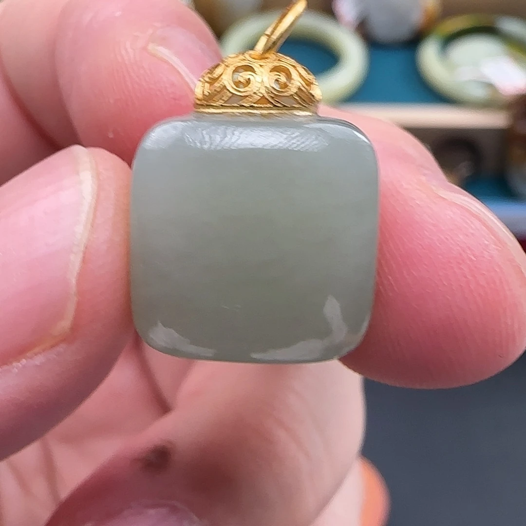 和田玉未镶嵌吊坠(不含链)小方糖挂坠