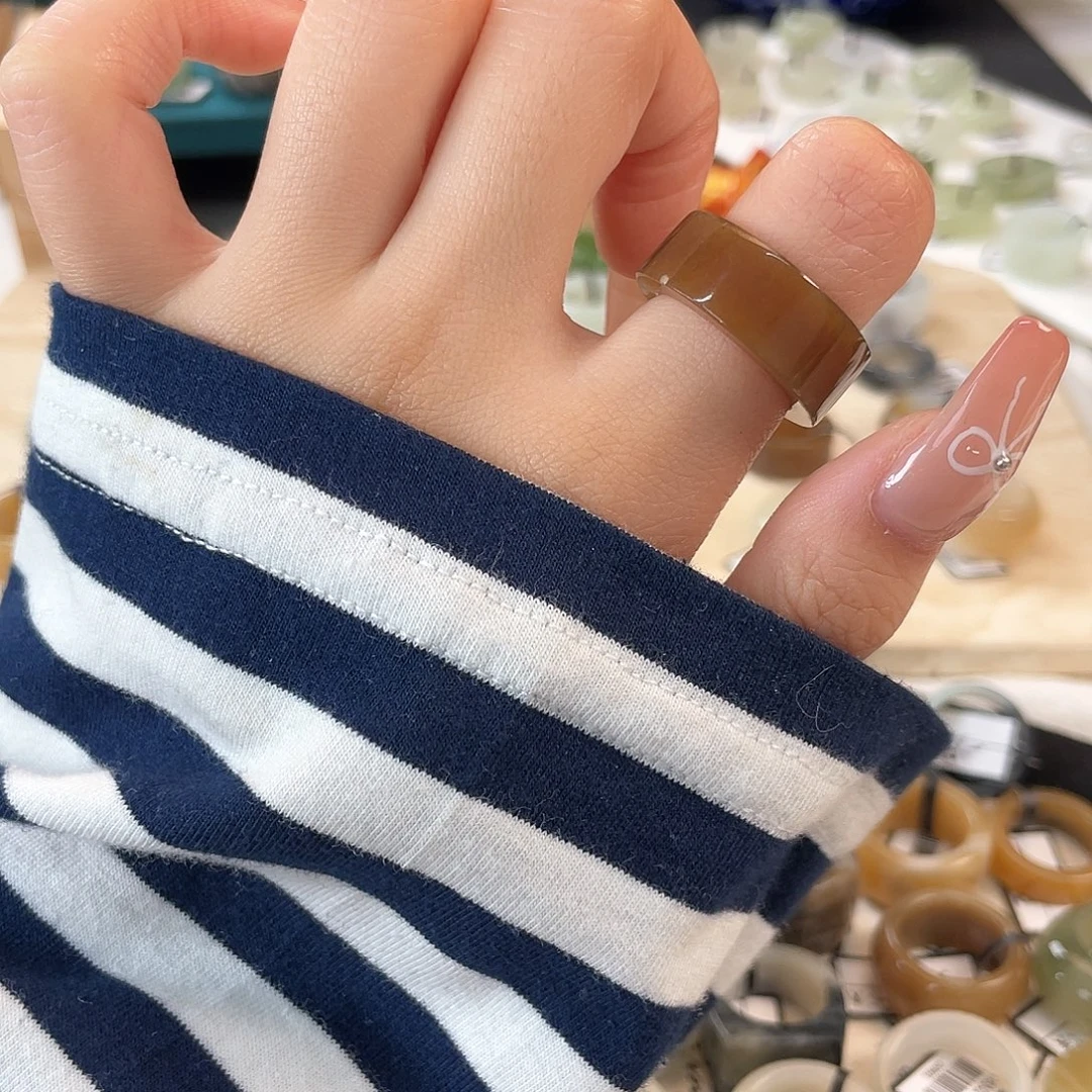 和田玉未镶嵌戒指c39 焦糖直切17.3