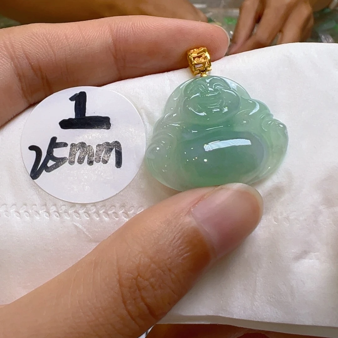 翡翠18K金镶嵌吊坠(不含链)翡翠