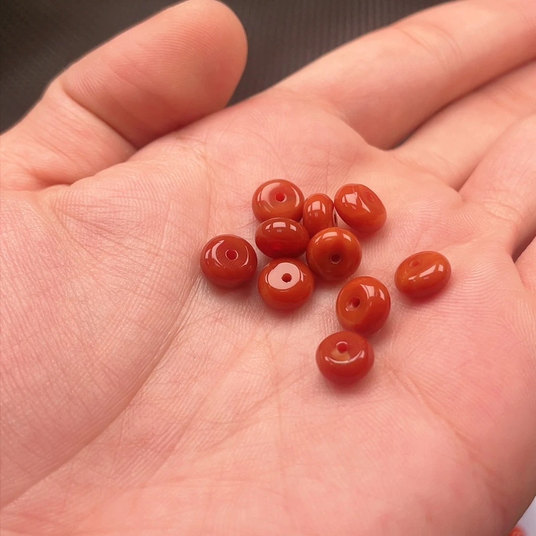 南红玛瑙4*8柿子红隔片一组10颗未镶嵌