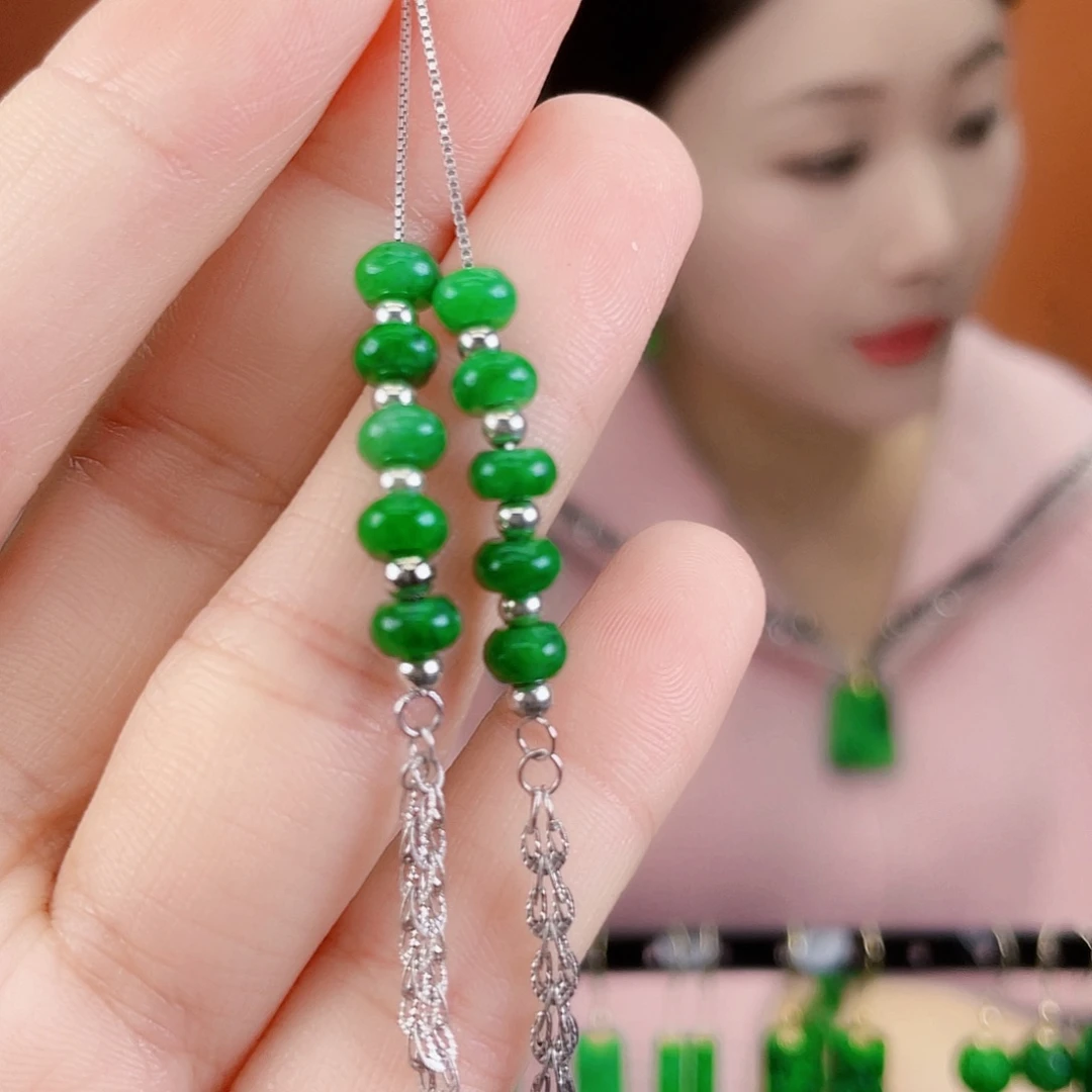 翡翠银S925镶嵌耳饰