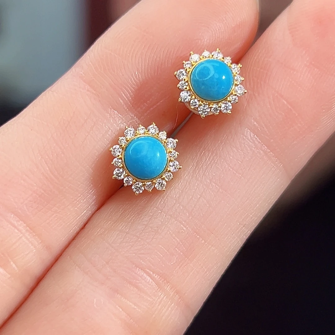 乌***茶绿松石18K金镶嵌珠宝奇石