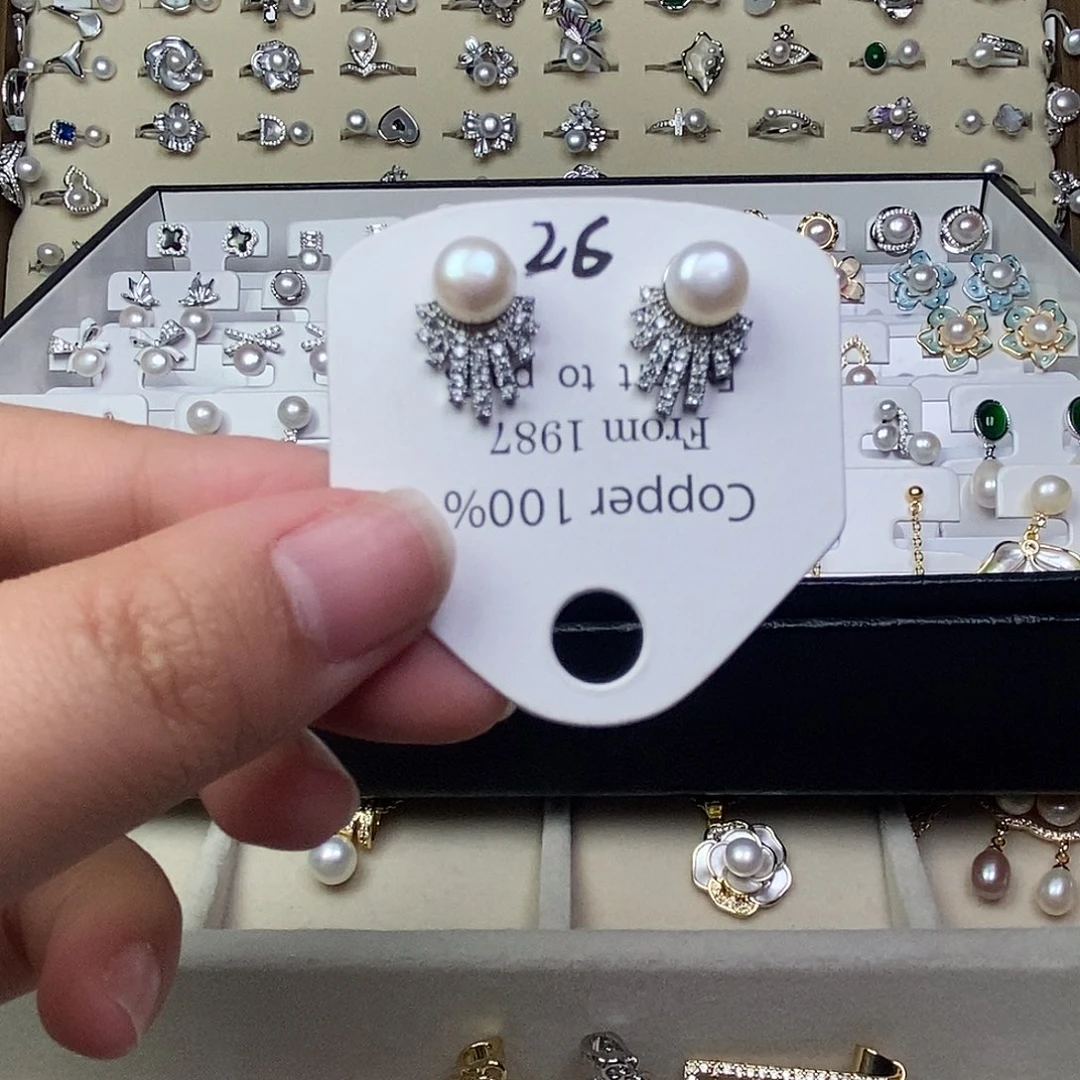 银S925镶嵌淡水珍珠耳饰