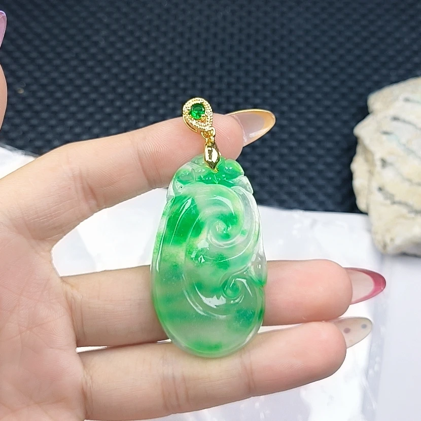 （聚宝严选））D360绿飘花大冰如意吊坠新妈妈款精致精美百搭时尚