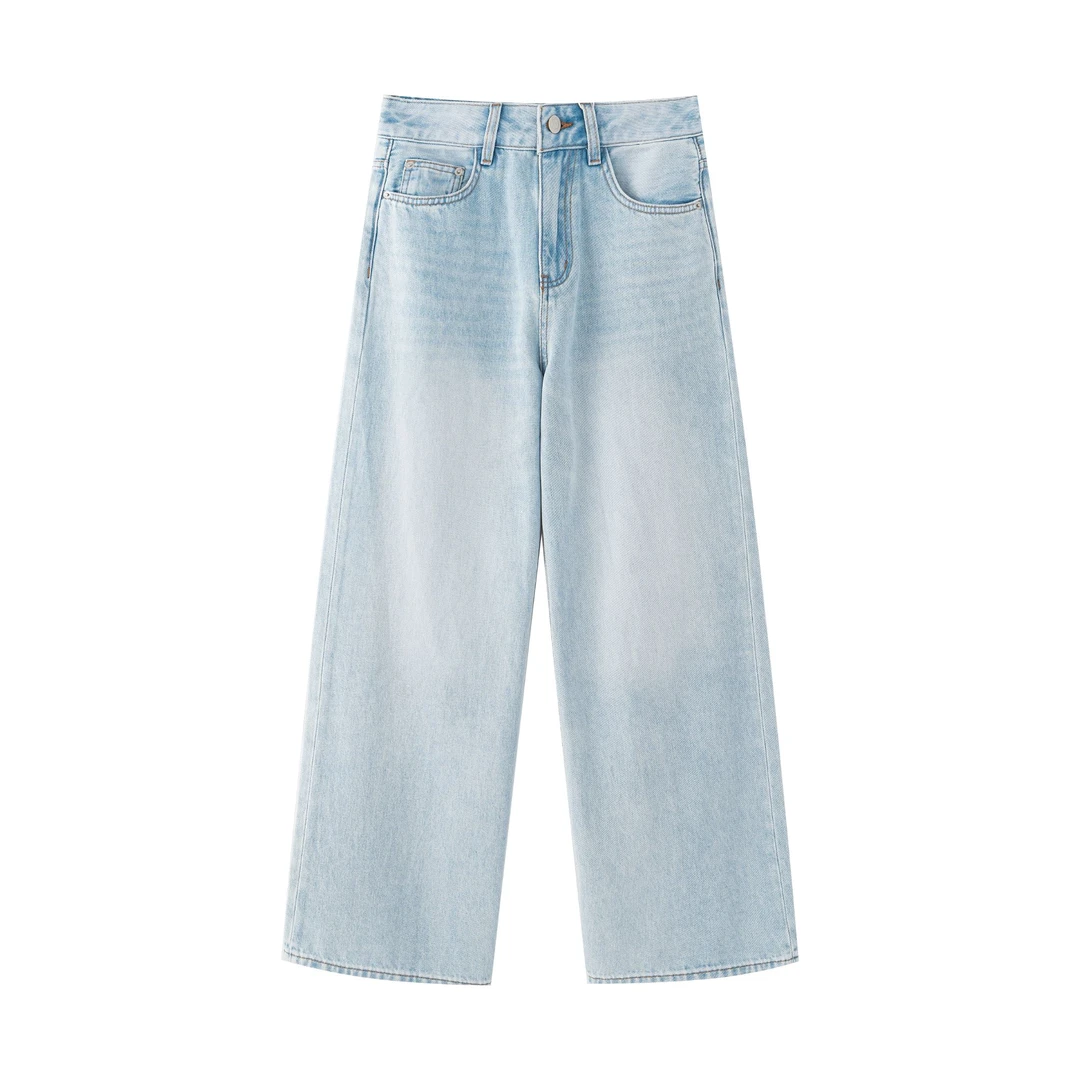 月亮夏款阔腿牛仔裤大牌同款浅色牛仔裤天丝休闲YL-HTL-D78070