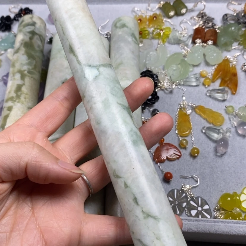 【闪购商品】蛇纹石玉挂件耳饰耳环项链未镶嵌淡***风