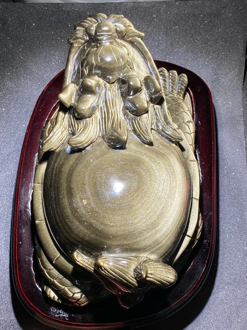 龙龟摆件家居装饰天然金曜石龙龟摆件约207✖️135.6✖️95mm