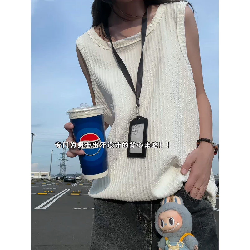 肌理感坎肩背心男2025夏季新款潮流运动健身汗衫宽松无袖T恤内搭