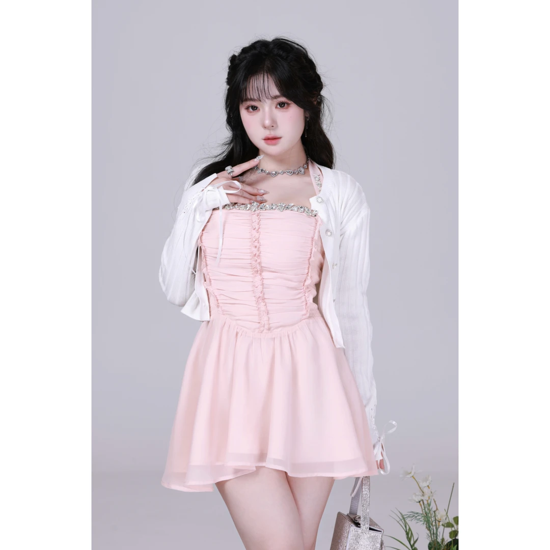 清清MengFairy【甜心芙蕾】纯欲甜美挂脖夏季显瘦连衣裙2632M