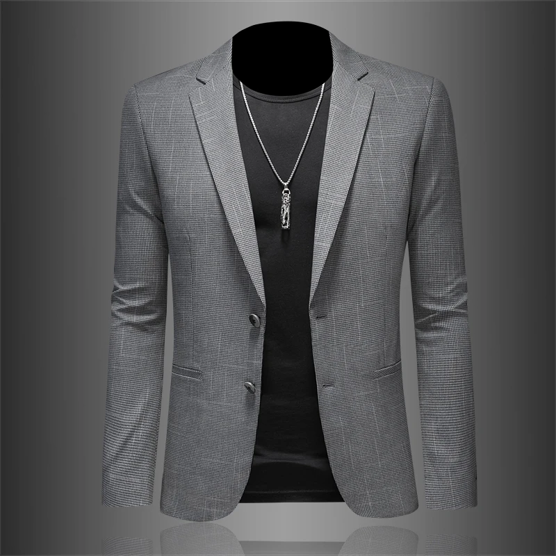 顿奇摩费涅高端西服外套男春秋新款韩版修身商务休闲潮流西装上衣