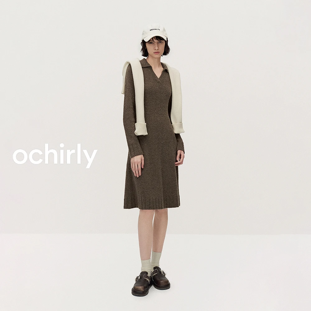 【许半夏推荐】ochirlyPOLO领毛织连衣裙收腰软糯气质时尚