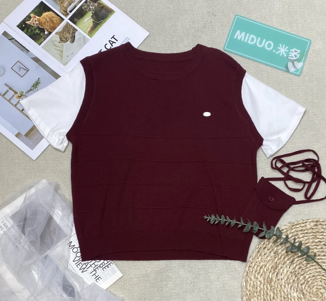 【MIDUO米多】（针织短袖带包）球季针织串珠女士短袖上衣