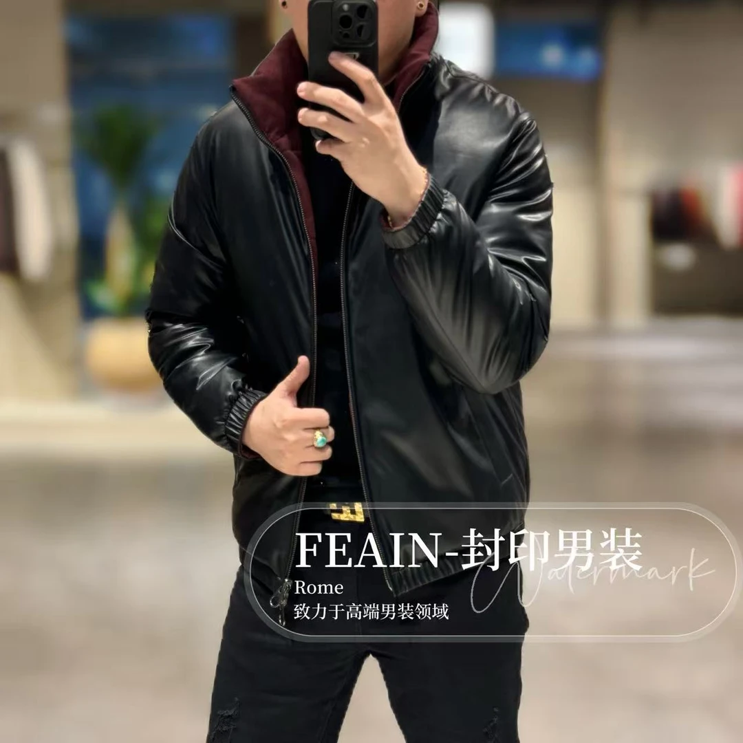 【95白鸭绒真皮双面穿】高端男士定制双面穿95鸭绒真皮羽绒服10001