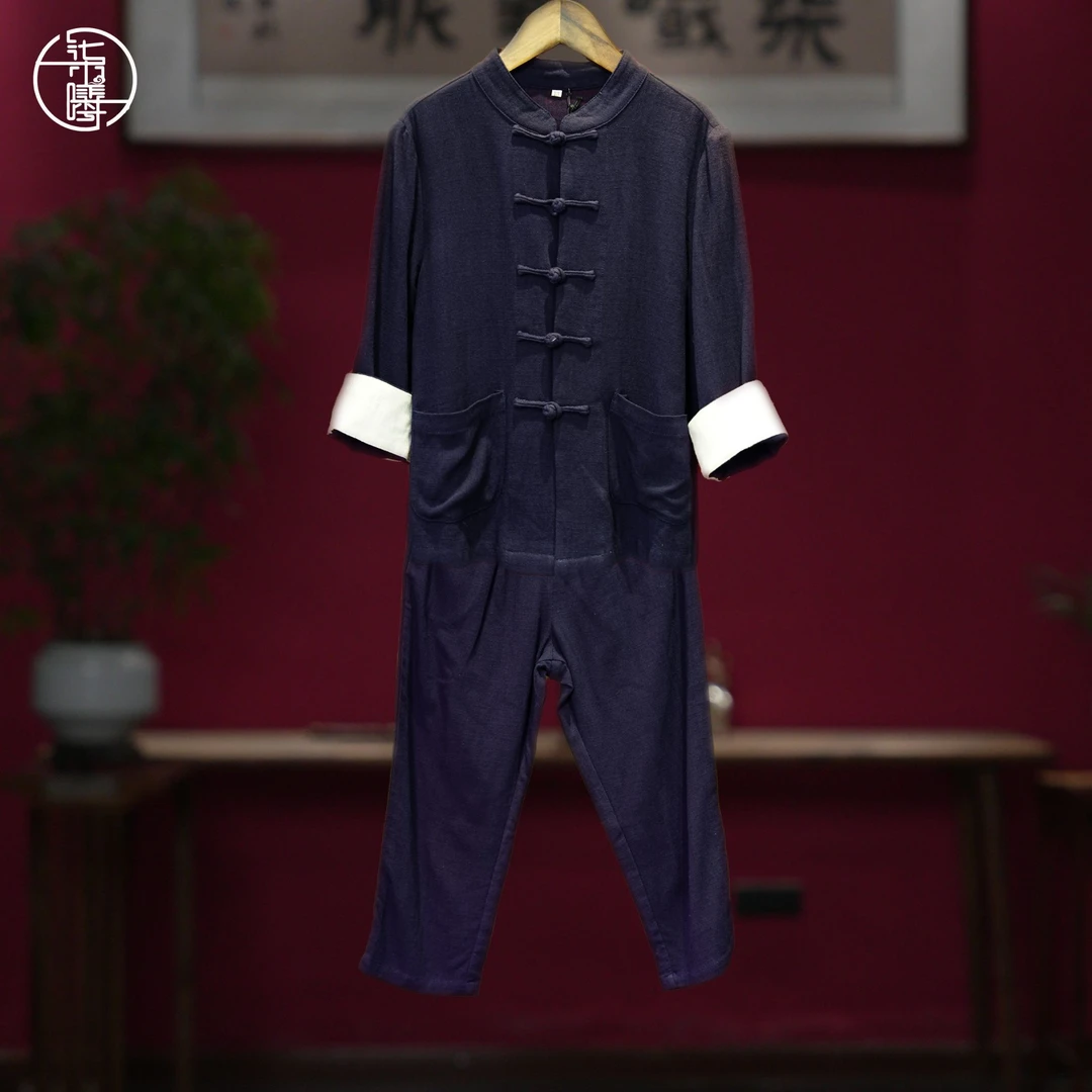 Sevensee/柒曦华服中式盘扣儿童套装男士中国风上衣复古唐装