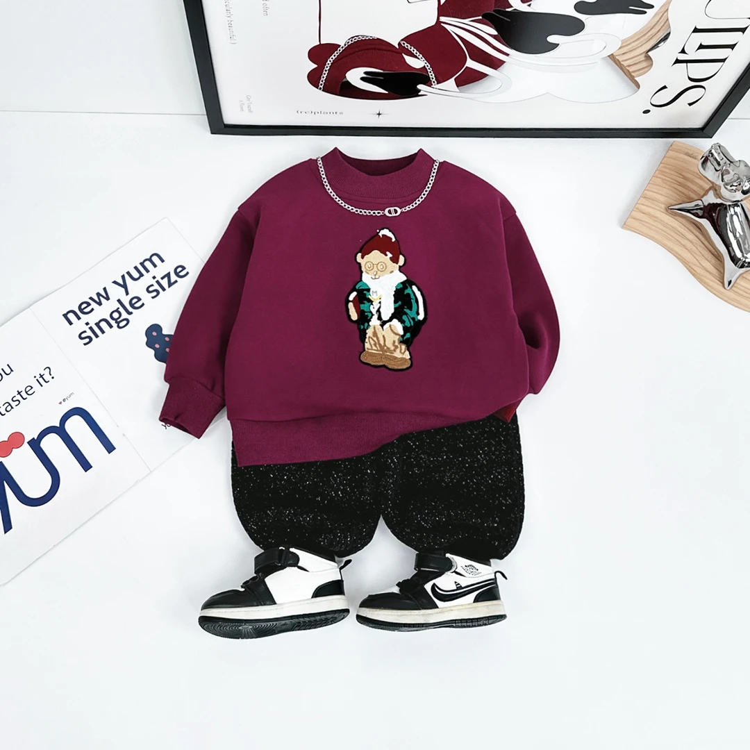 儿童卫衣加绒长袖2025新款秋冬装男童 D-BQ241122D 悠悠童话童装