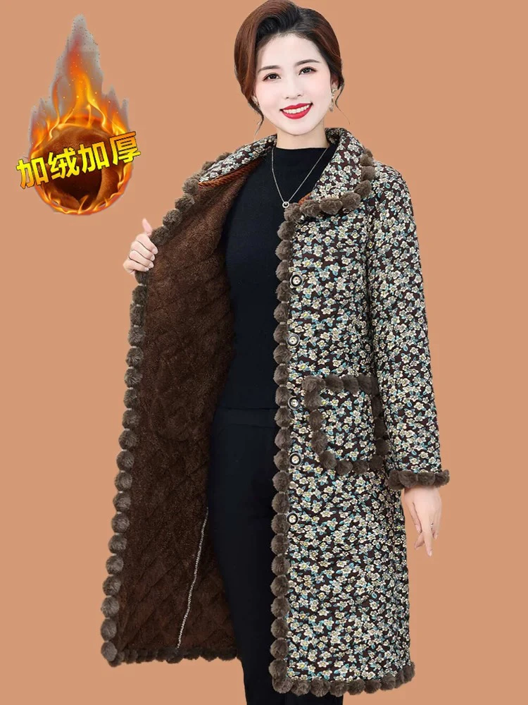 （女王范）长款球球花棉袄衣长80cm