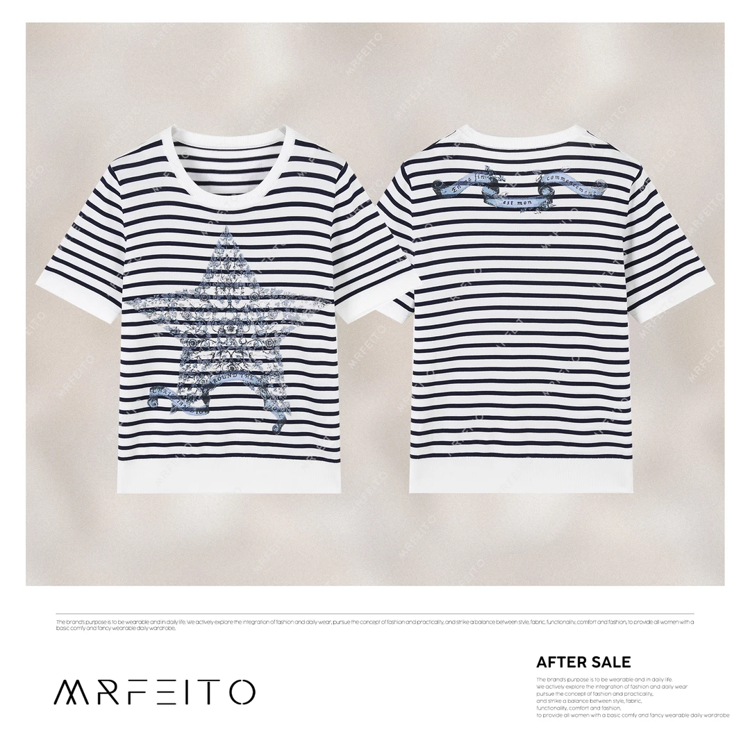 【五角星环】设计感减龄百搭女士条纹针织衫H716M01D31085