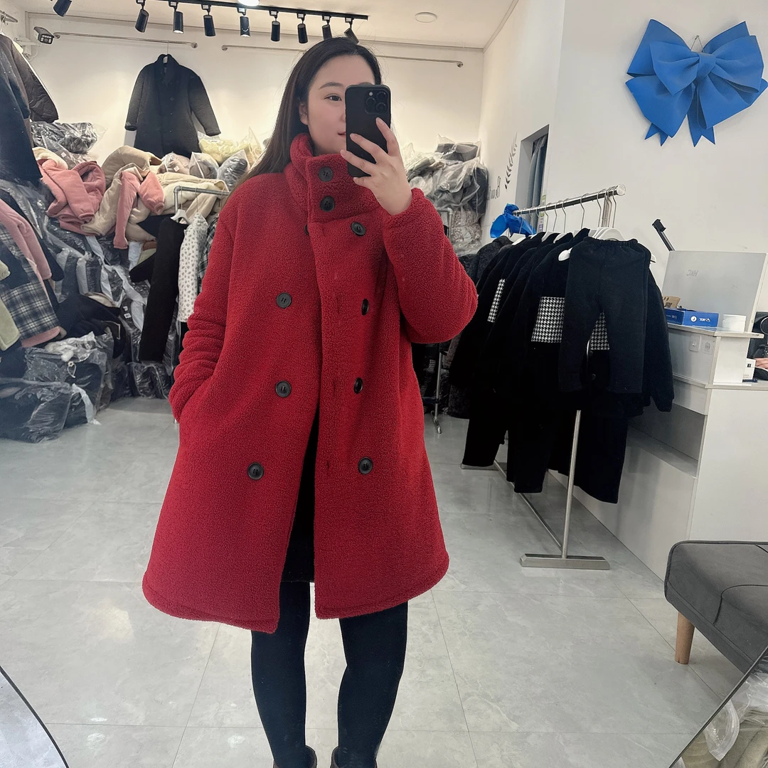 【莹莹家】过年战袍三层加厚中长款大衣极寒系列红色