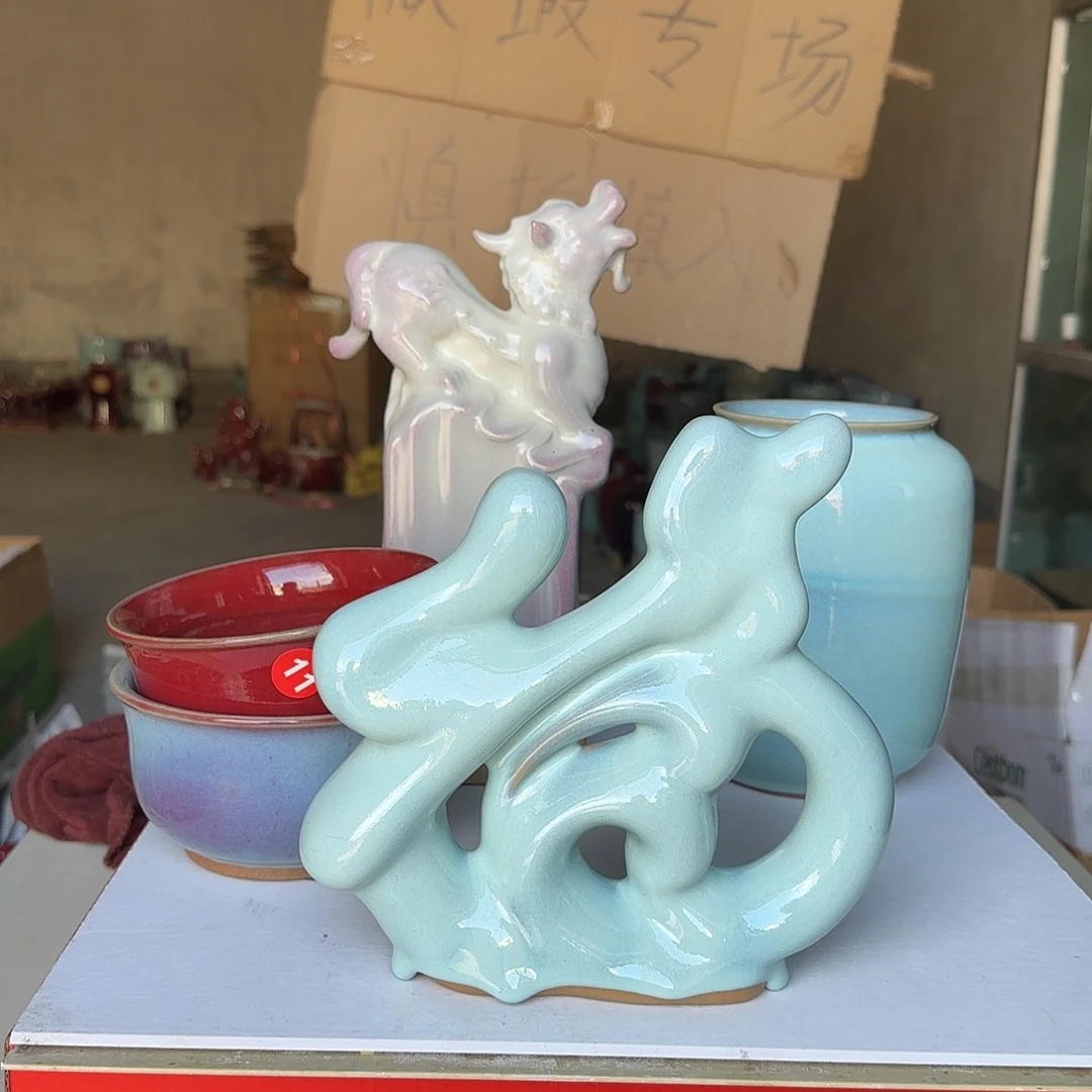 陶摆件郑家钧瓷摆件微瑕