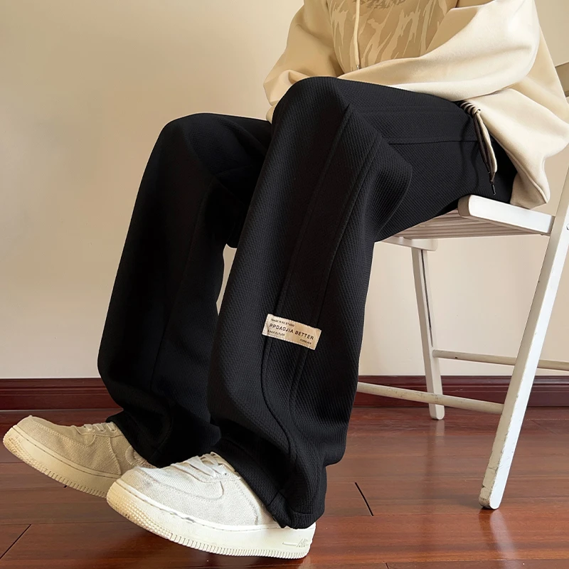 春秋季潮流百搭休闲裤男士新款宽松直筒裤子美式高街运动长裤男生