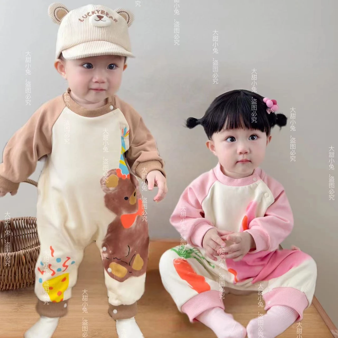 婴儿春秋款宝宝A类连体衣爬服新生儿秋款连体外出服长袖秋季幼儿